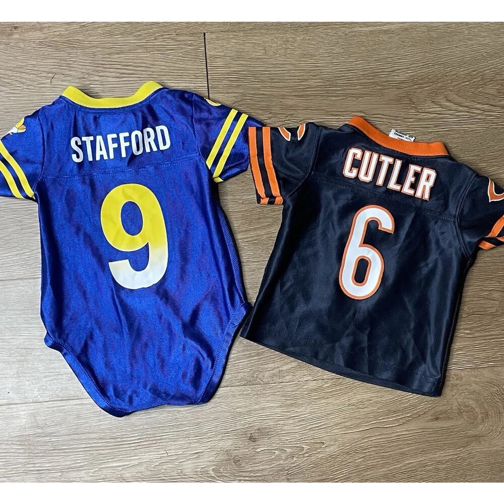Lot of 2 pcs NFL Team Apparel Baby Jerseys 3-6M Romper 6-9M Cutler Stafford